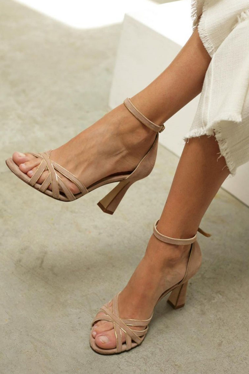 Elviera™ | Patchwork Round Toe Sandals with Slim Heel