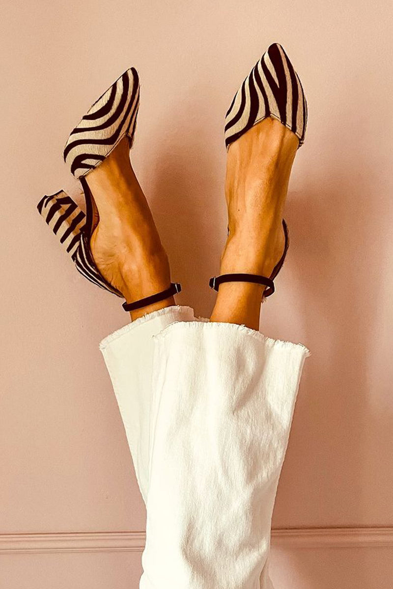 Zebrina™ | Mid-heeled sandals with strap and zebra print
