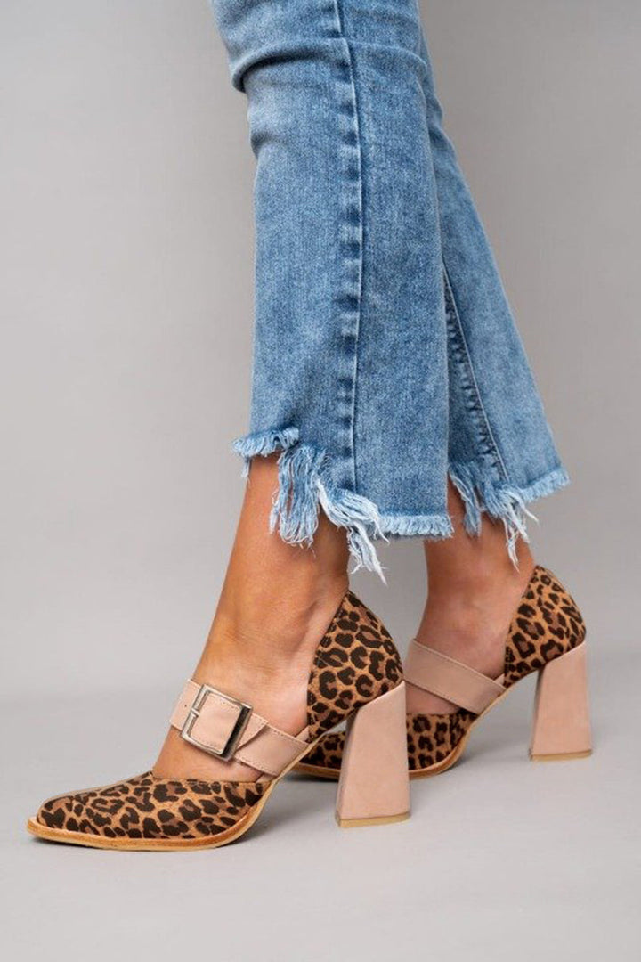 Selfie | Leopard suede stable heel sandals