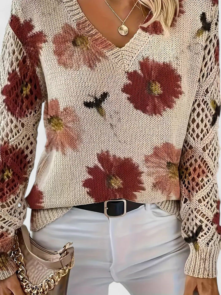 Aurelie | Elegant sweater with floral design