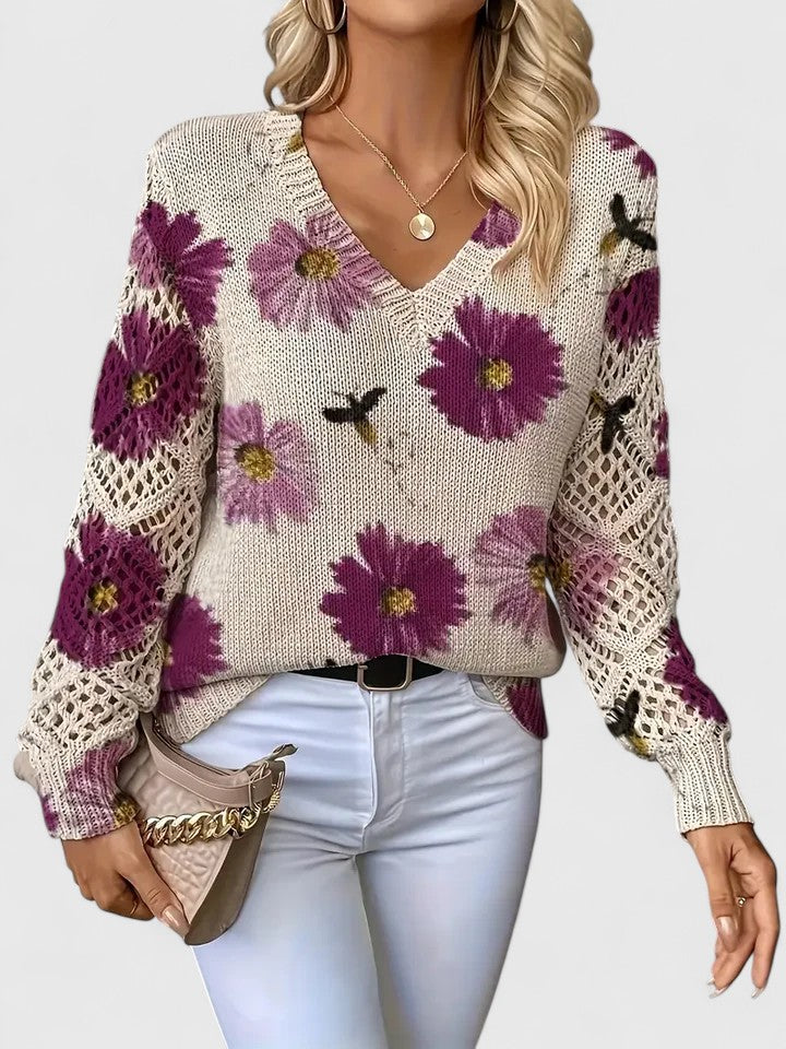 Aurelie | Elegant sweater with floral design