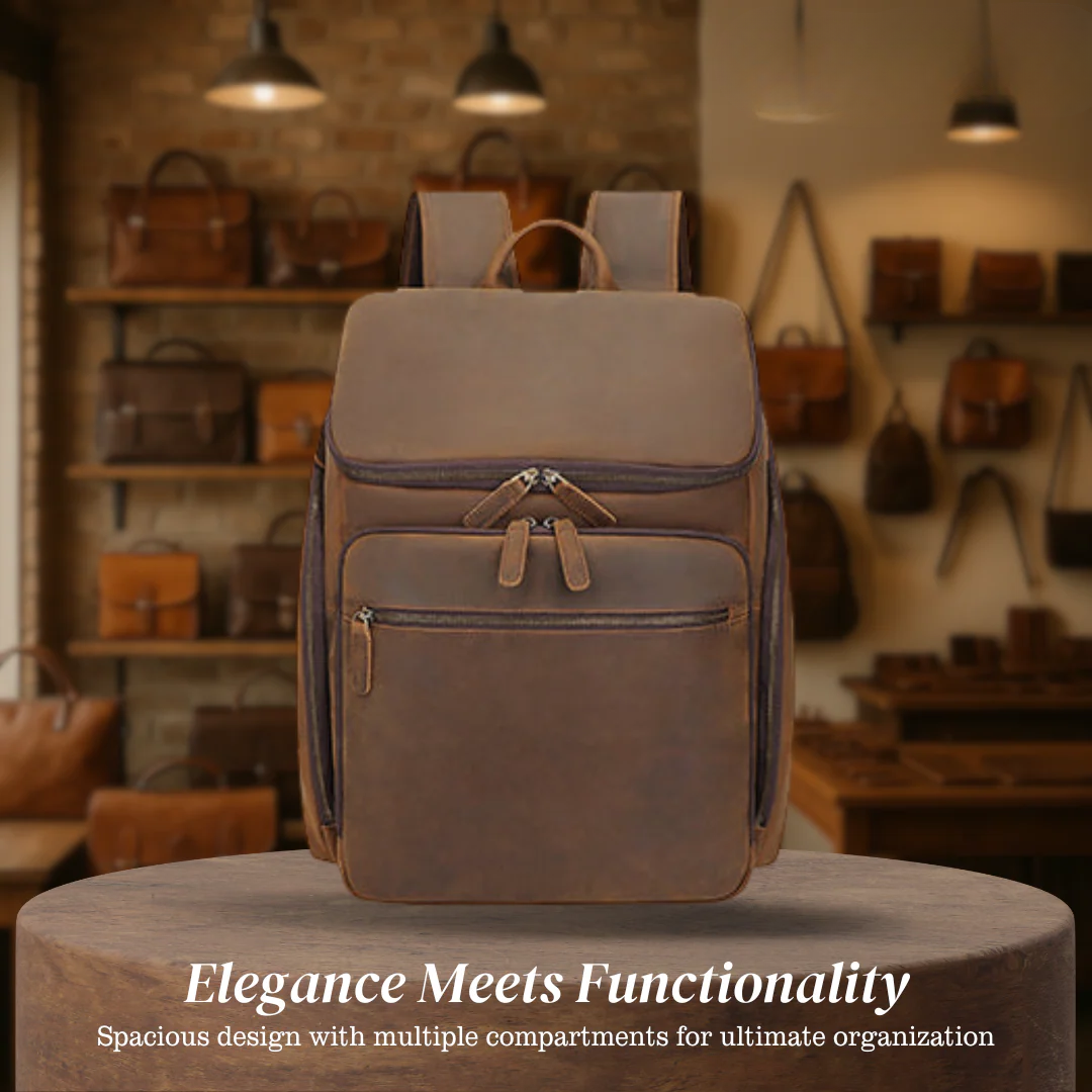Laurent | Classic Leather with Front Pocket | Backpack