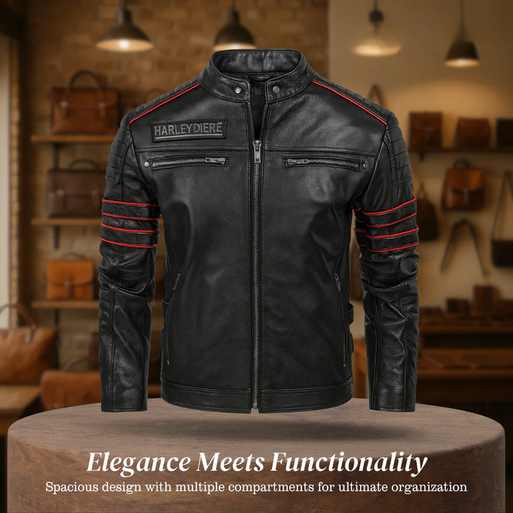 Darwin | Graphic Embroidered Leather Motorcycle Jacket