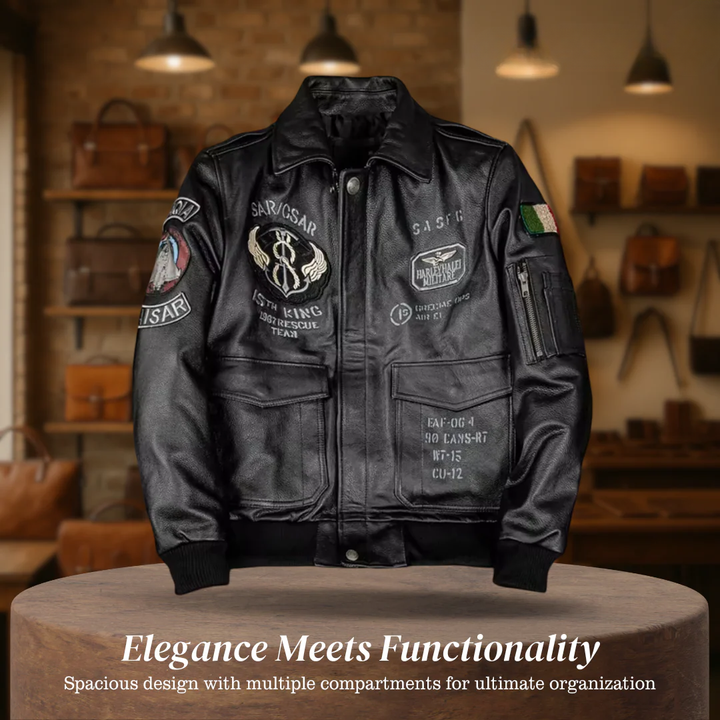 Greg | Men’s Patched Embroidered Leather Jacket