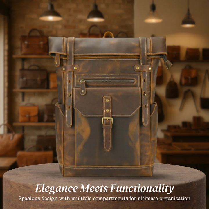 Stephen | Vintage Leather Roll-Top | Backpack