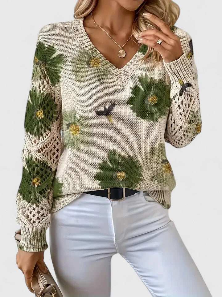 Aurelie | Elegant sweater with floral design