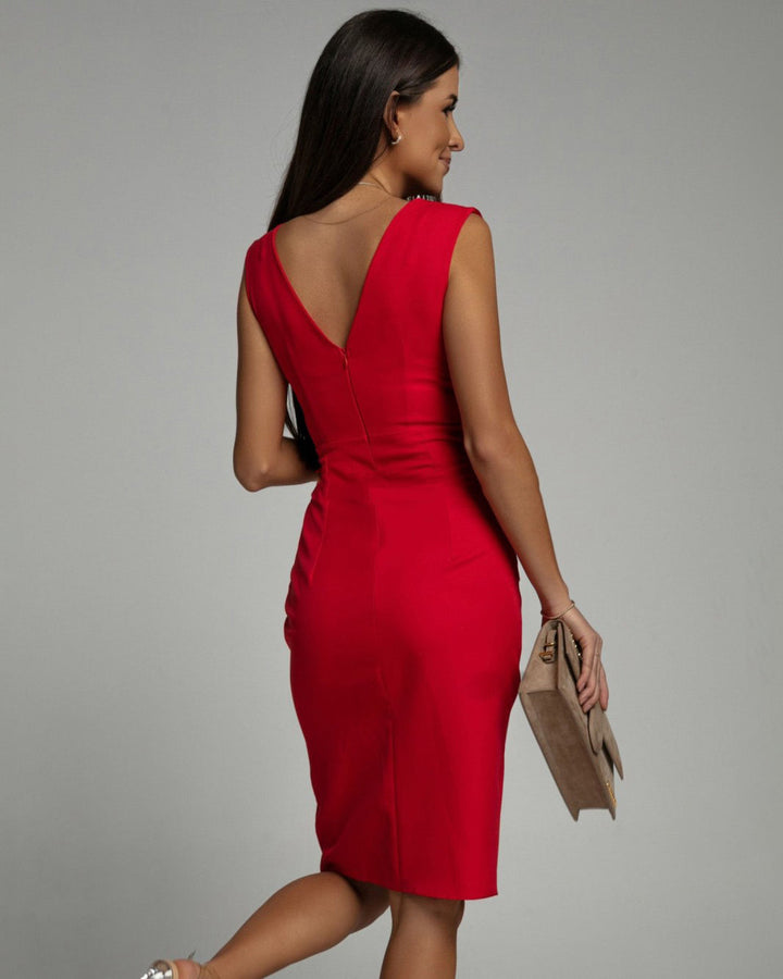 Florine | Fitted Dress with V-Neckline and Slit