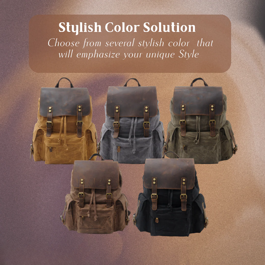 Joey | Classic Waxed Canvas with Leather Flap | Backpack