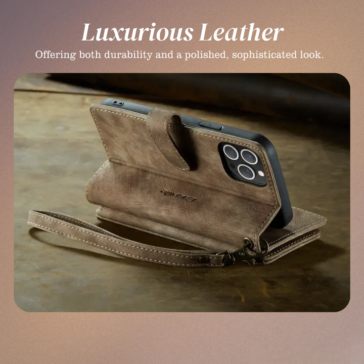 Clement | IPhone Case Leather Wallet with Wrist Strap