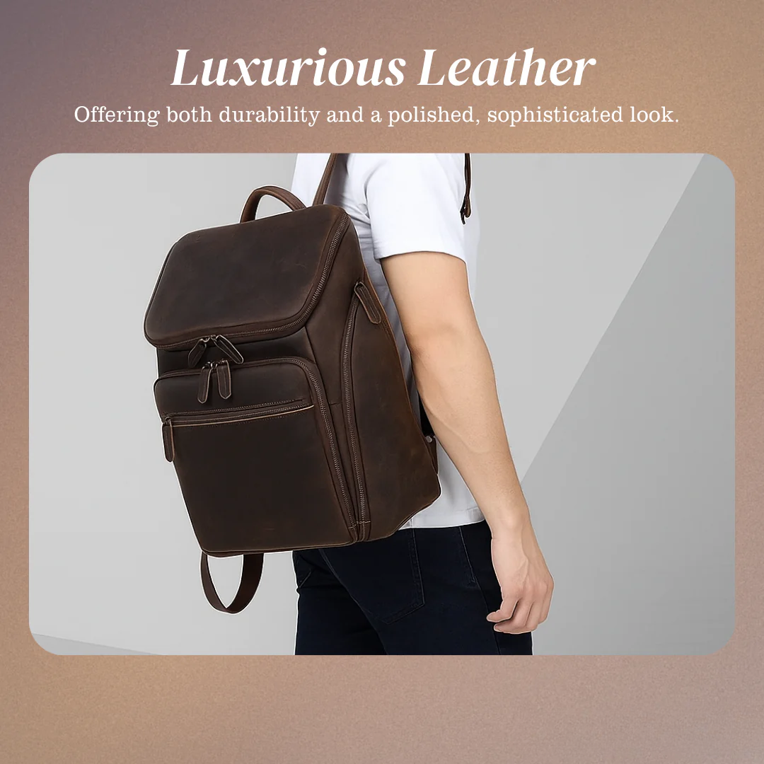 Laurent | Classic Leather with Front Pocket | Backpack
