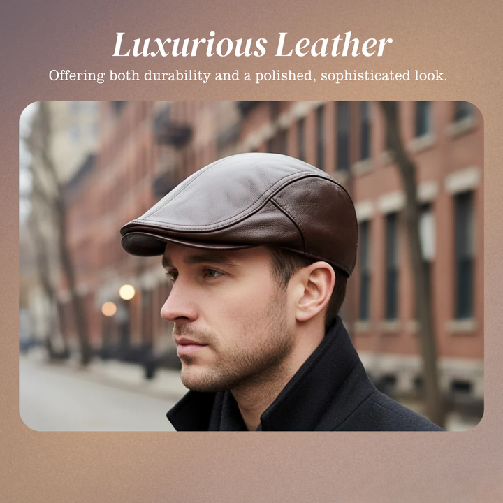 Hanz | Genuine Leather Adjustable Fit Newsboy Cap