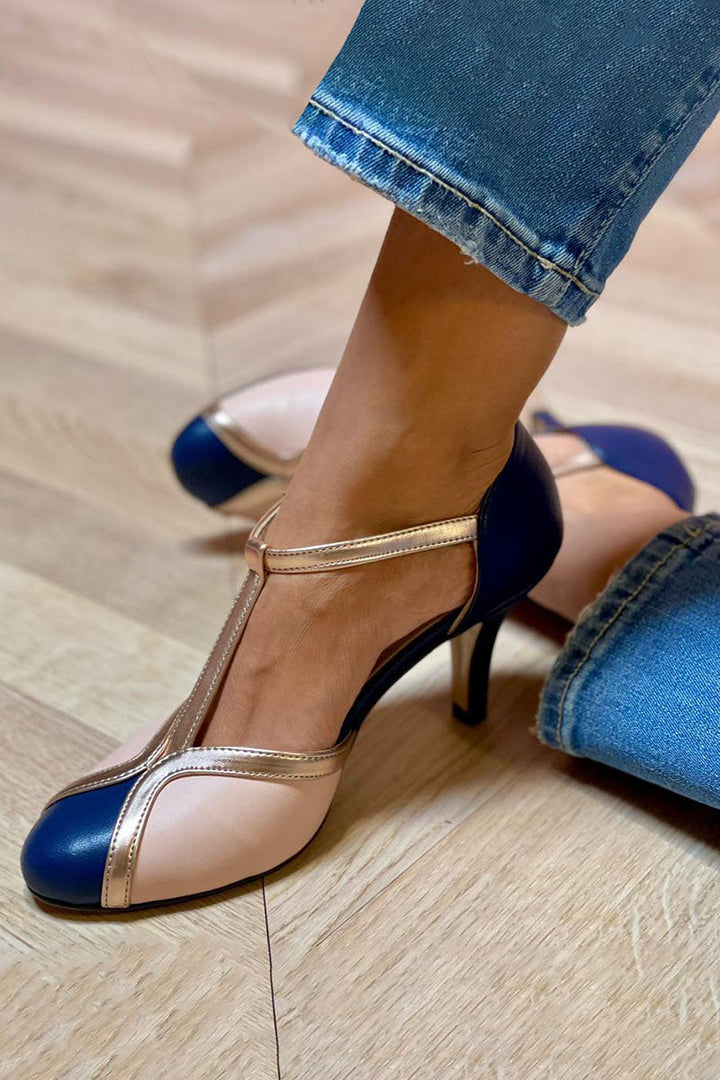 Alessia  | Colorful T-strap High Heeled Shoes with Round Toe
