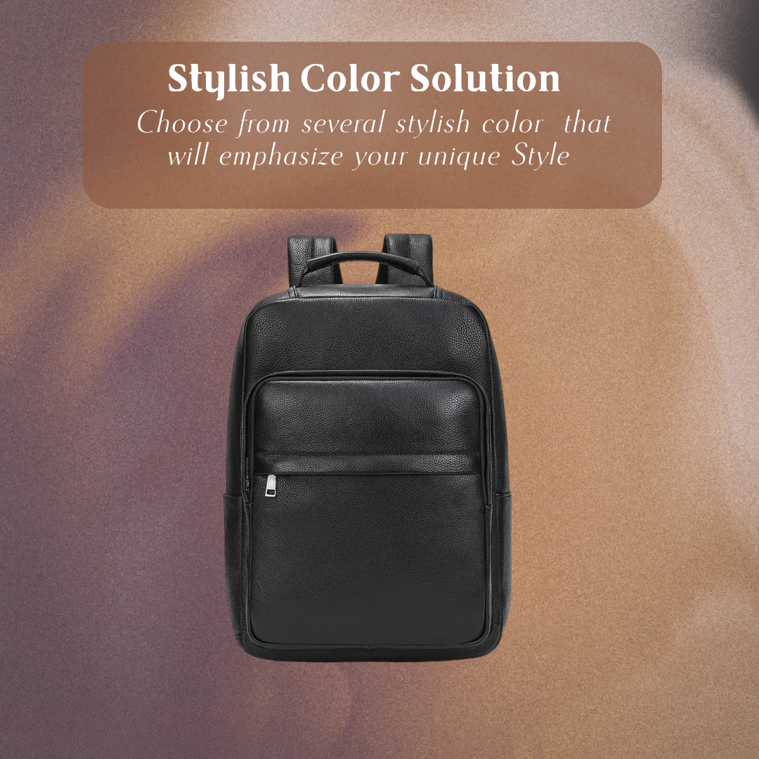 Everett | Genuine Top‑Grain Leather Laptop Backpack