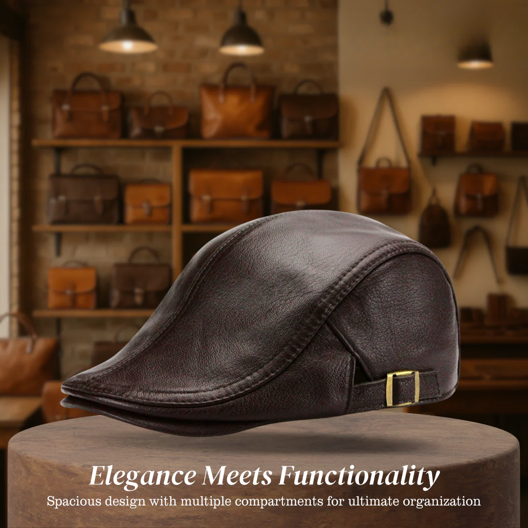 Hanz | Genuine Leather Adjustable Fit Newsboy Cap