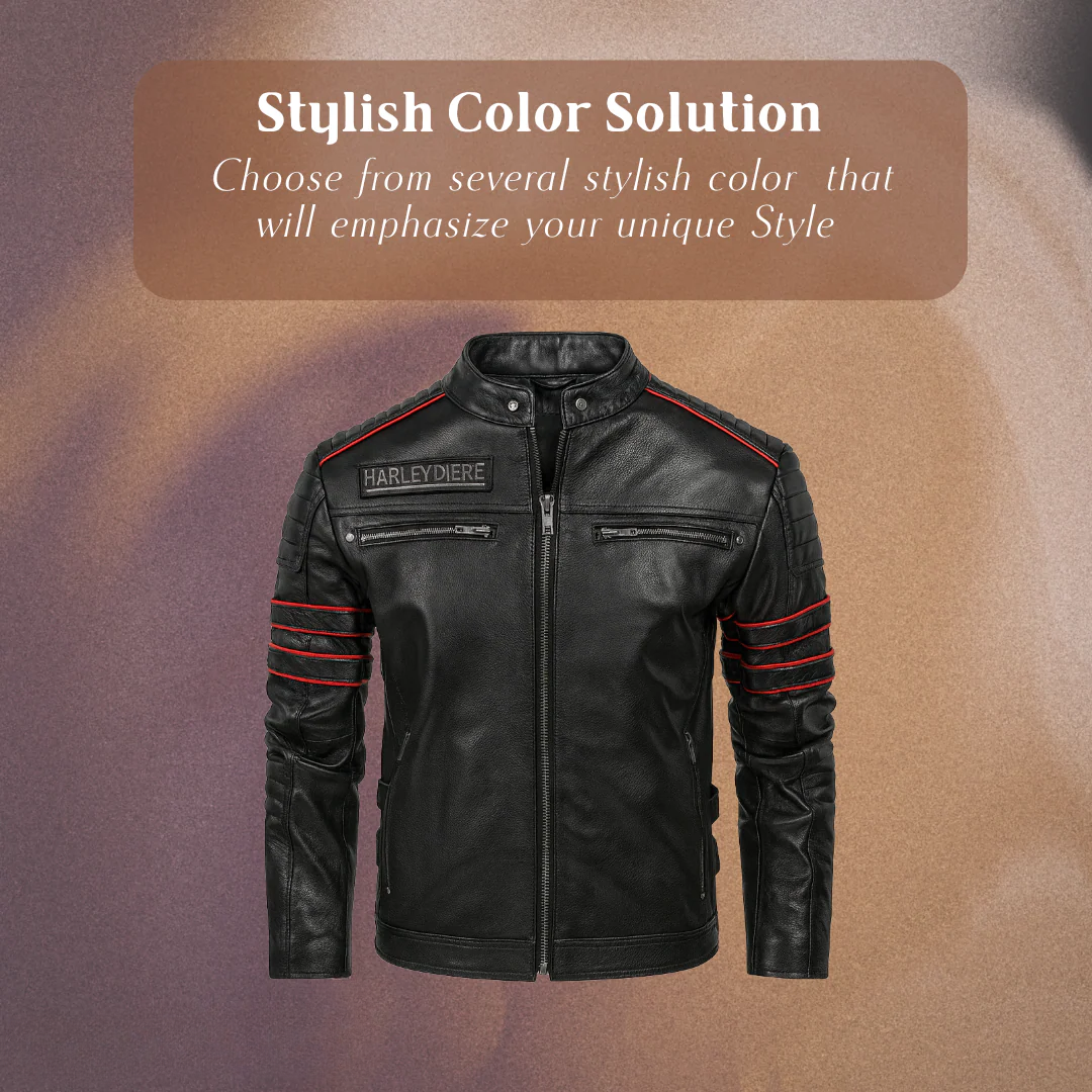 Darwin | Graphic Embroidered Leather Motorcycle Jacket