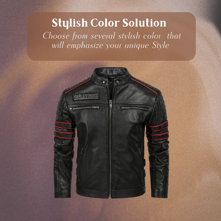 Darwin | Graphic Embroidered Leather Motorcycle Jacket