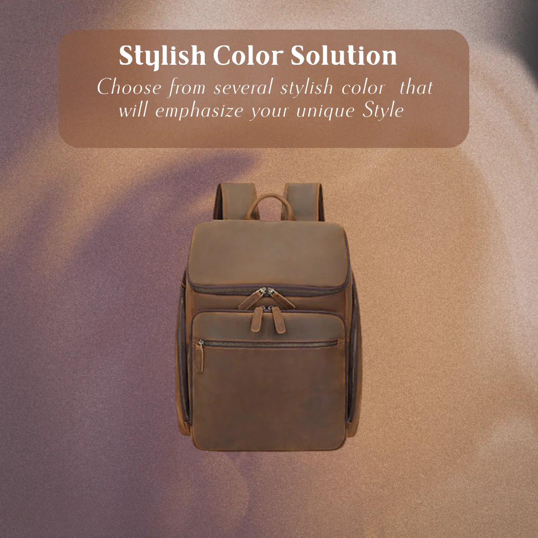 Laurent | Classic Leather with Front Pocket | Backpack