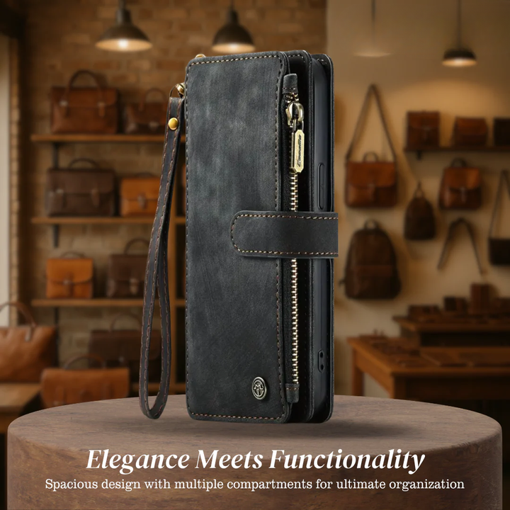 Clement | IPhone Case Leather Wallet with Wrist Strap