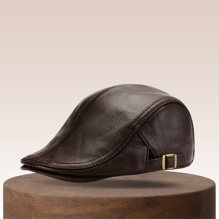 Hanz | Genuine Leather Adjustable Fit Newsboy Cap