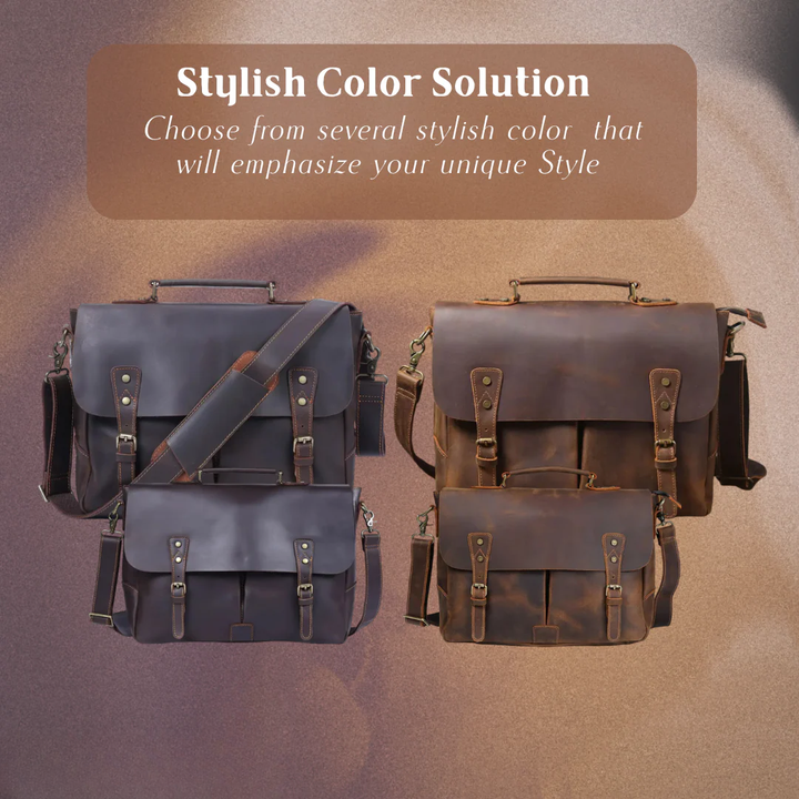 Beau | Vintage Leather Messenger with Classic Buckle Flap