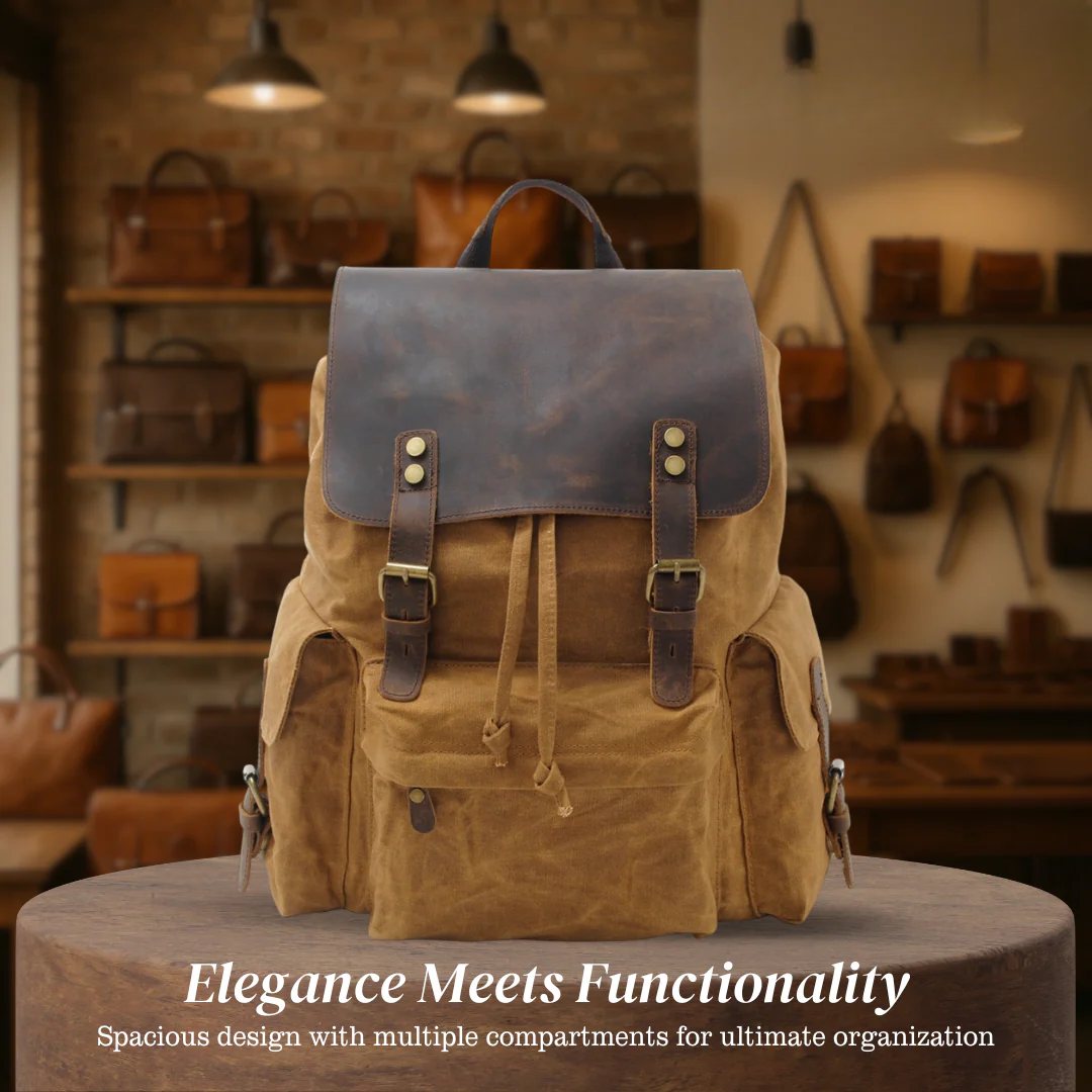 Joey | Classic Waxed Canvas with Leather Flap | Backpack