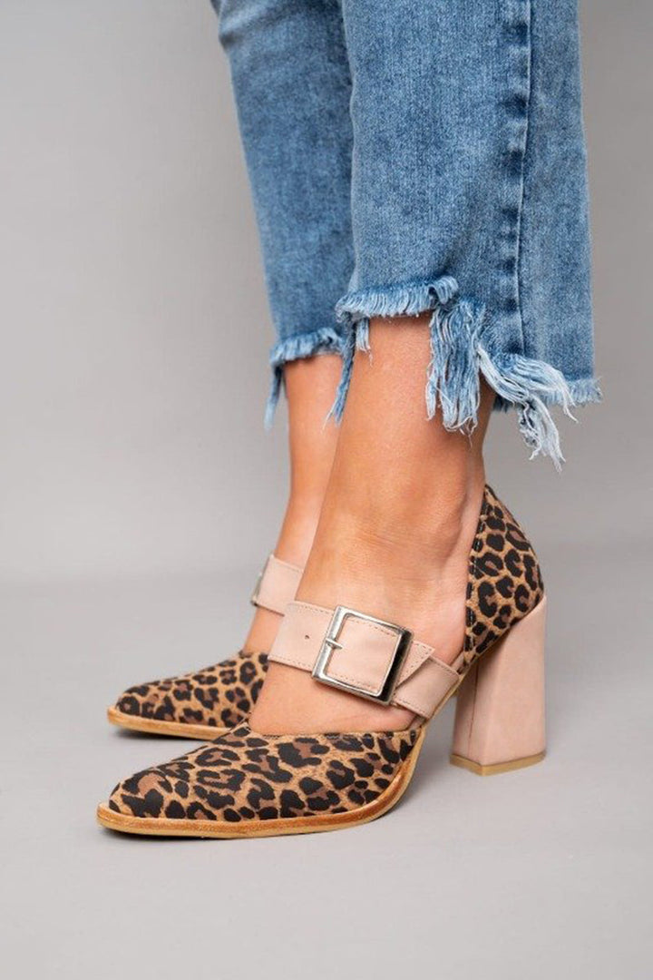Selfie | Leopard suede stable heel sandals