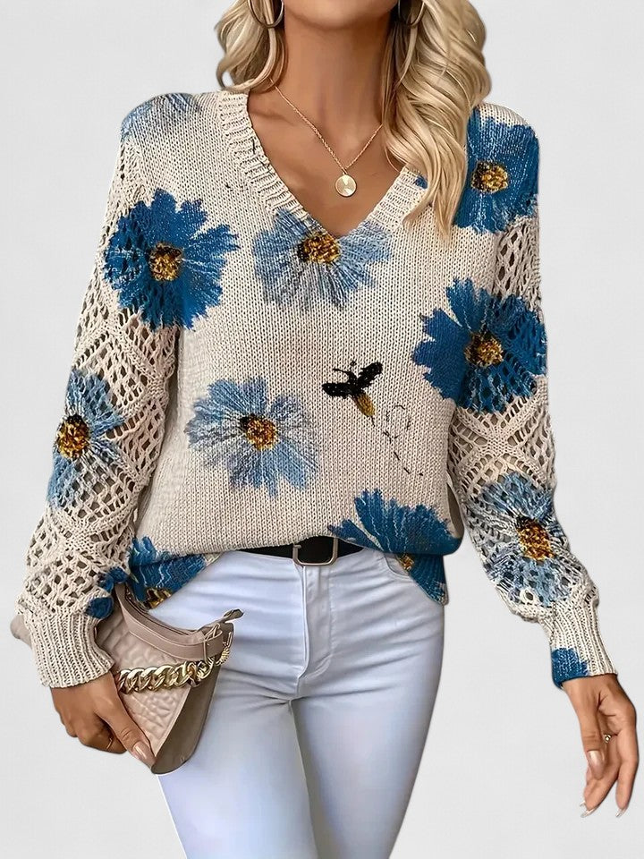 Aurelie | Elegant sweater with floral design