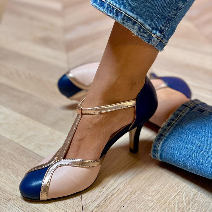 Alessia  | Colorful T-strap High Heeled Shoes with Round Toe