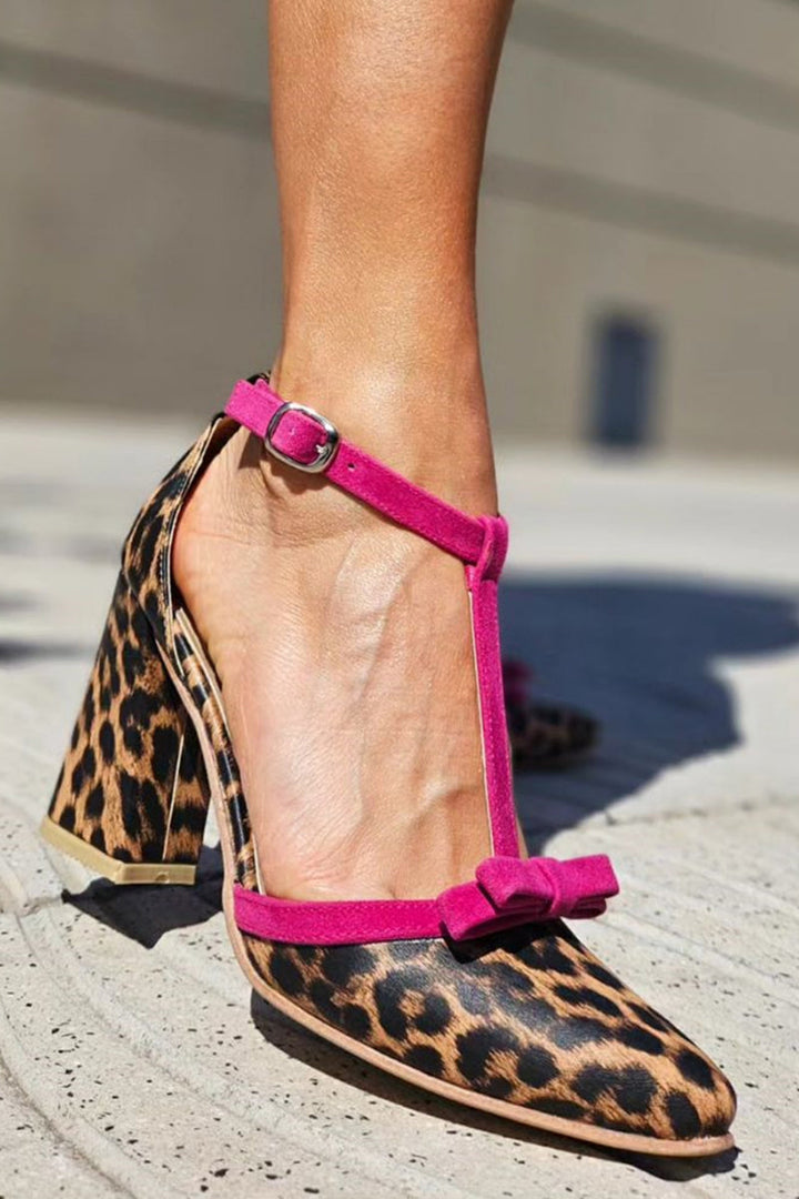 Leontina | Green leopard print sandals with colored accent