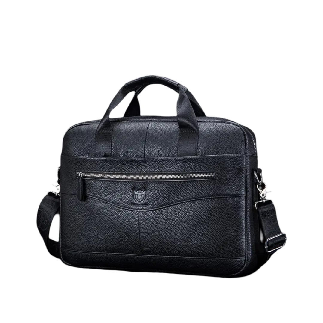 Clayton | Classic Leather Briefcase with Front Zip Accent