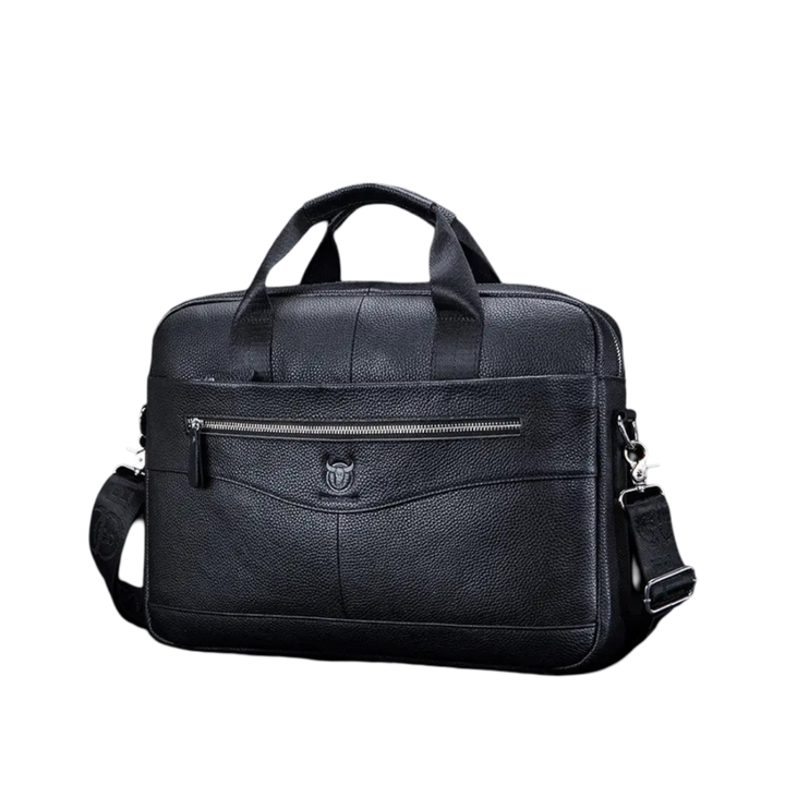 Clayton | Classic Leather Briefcase with Front Zip Accent