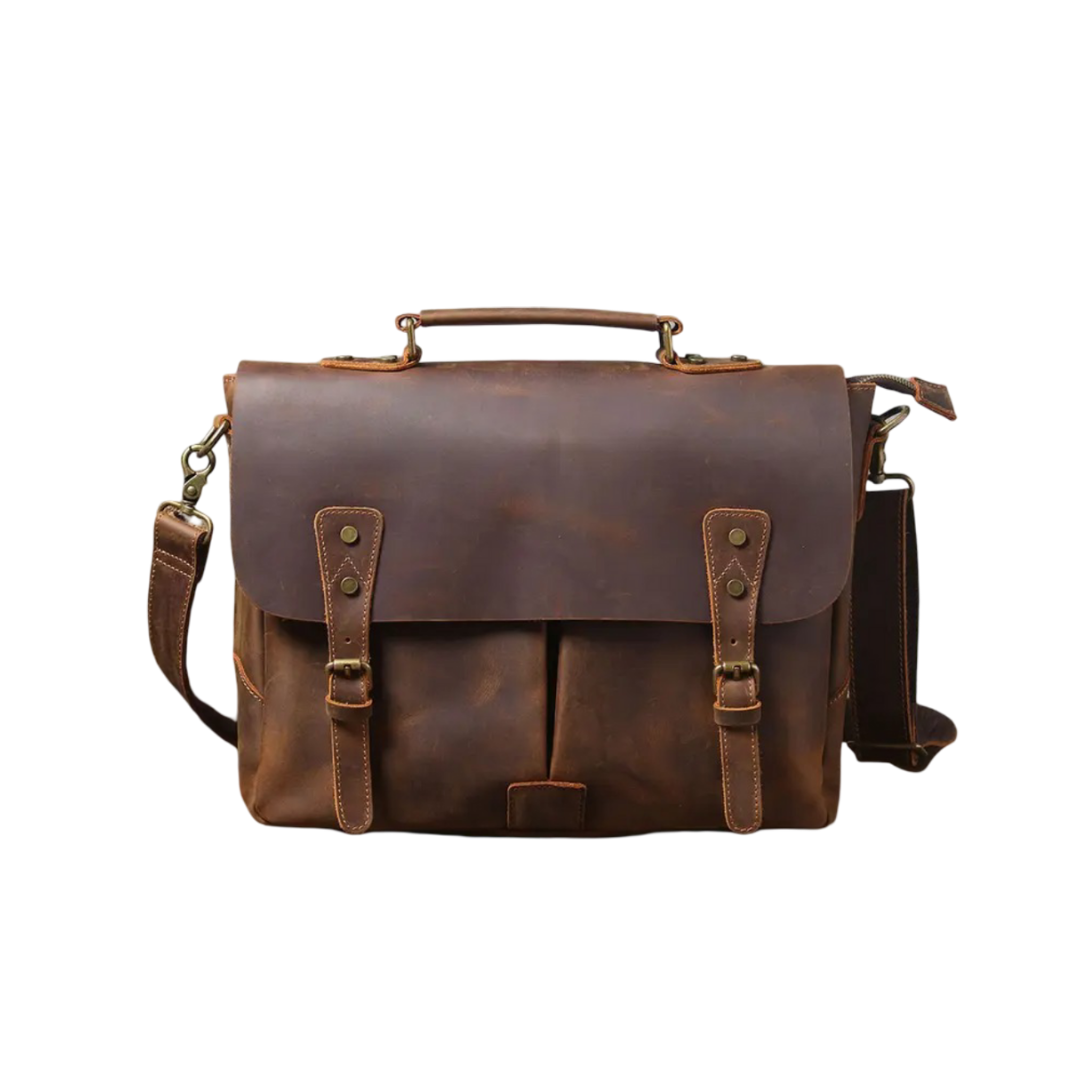 Beau | Vintage Leather Messenger with Classic Buckle Flap