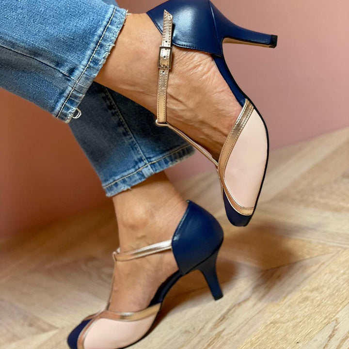 Alessia  | Colorful T-strap High Heeled Shoes with Round Toe