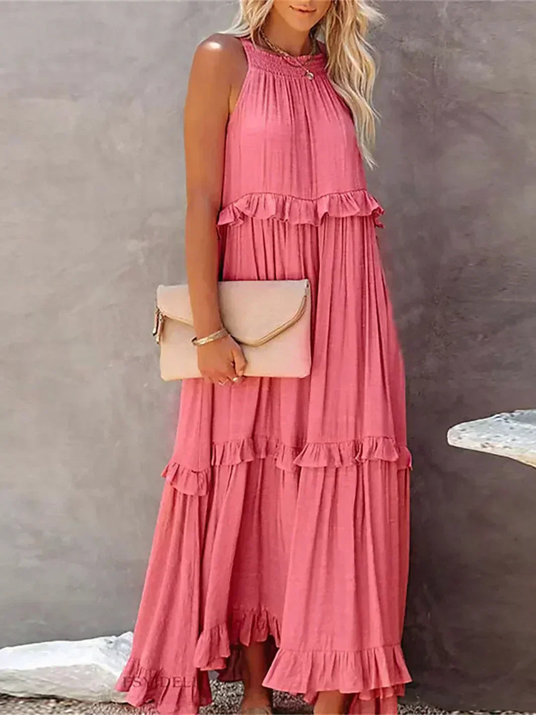 Sarah | Maxi Dress with Ruffles and Halter (Almost Sold Out)
