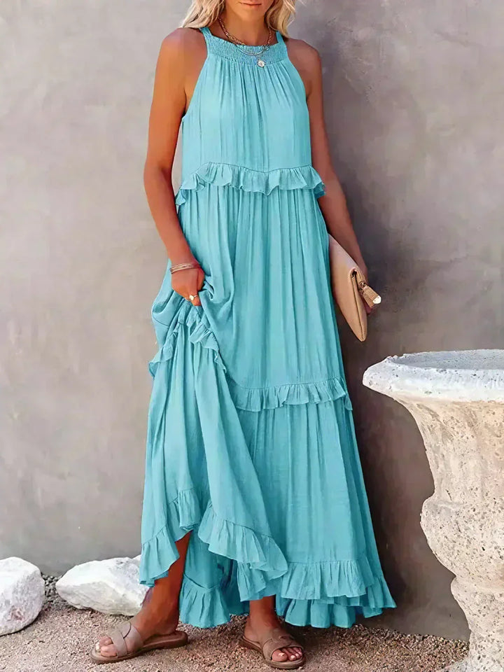 Sarah | Maxi Dress with Ruffles and Halter (Almost Sold Out)