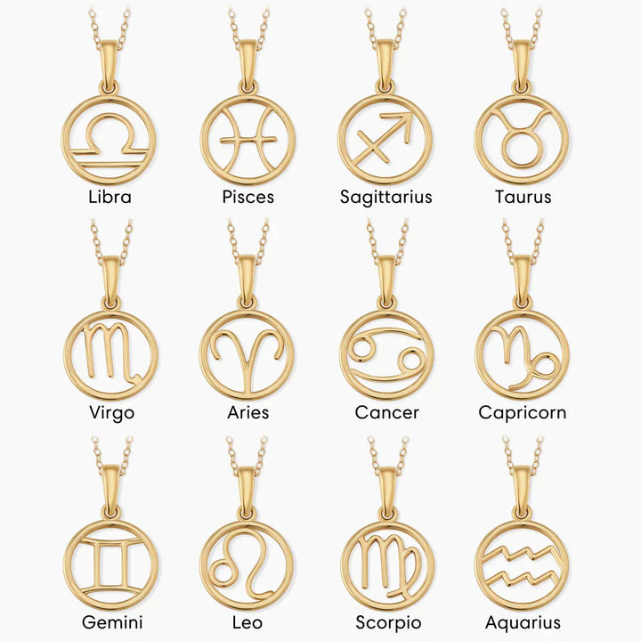 Zodiac sign necklace | Gold