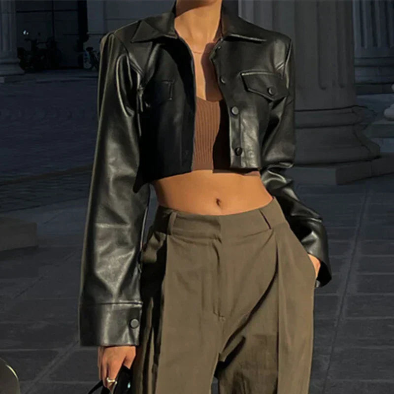 Élise  | Elegant Faux Leather Jacket