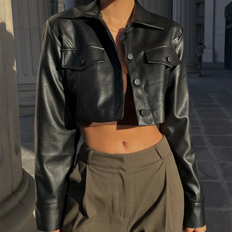 Elise™ | Elegant Faux Leather Jacket