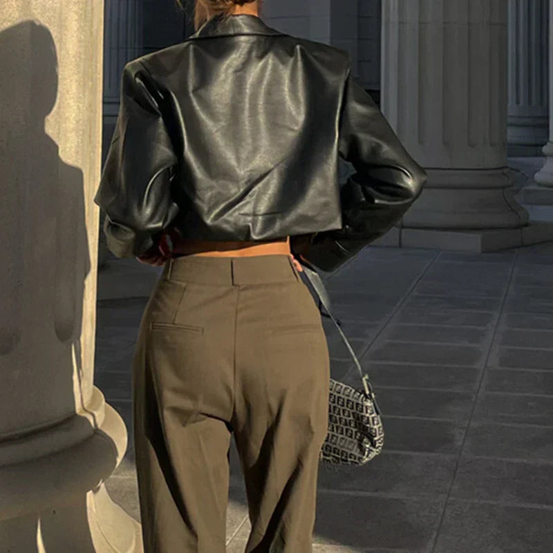 Elise™ | Elegant Faux Leather Jacket