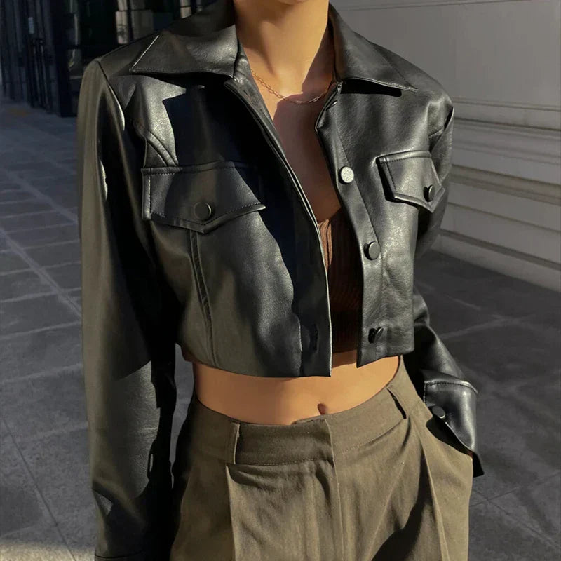 Élise  | Elegant Faux Leather Jacket