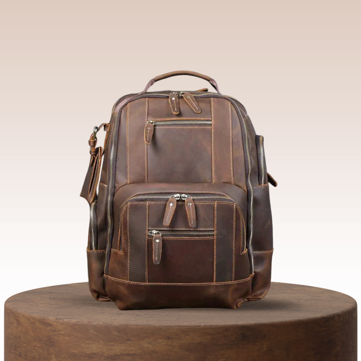 Sterling | Vintage Leather Multi‑Layer Backpack