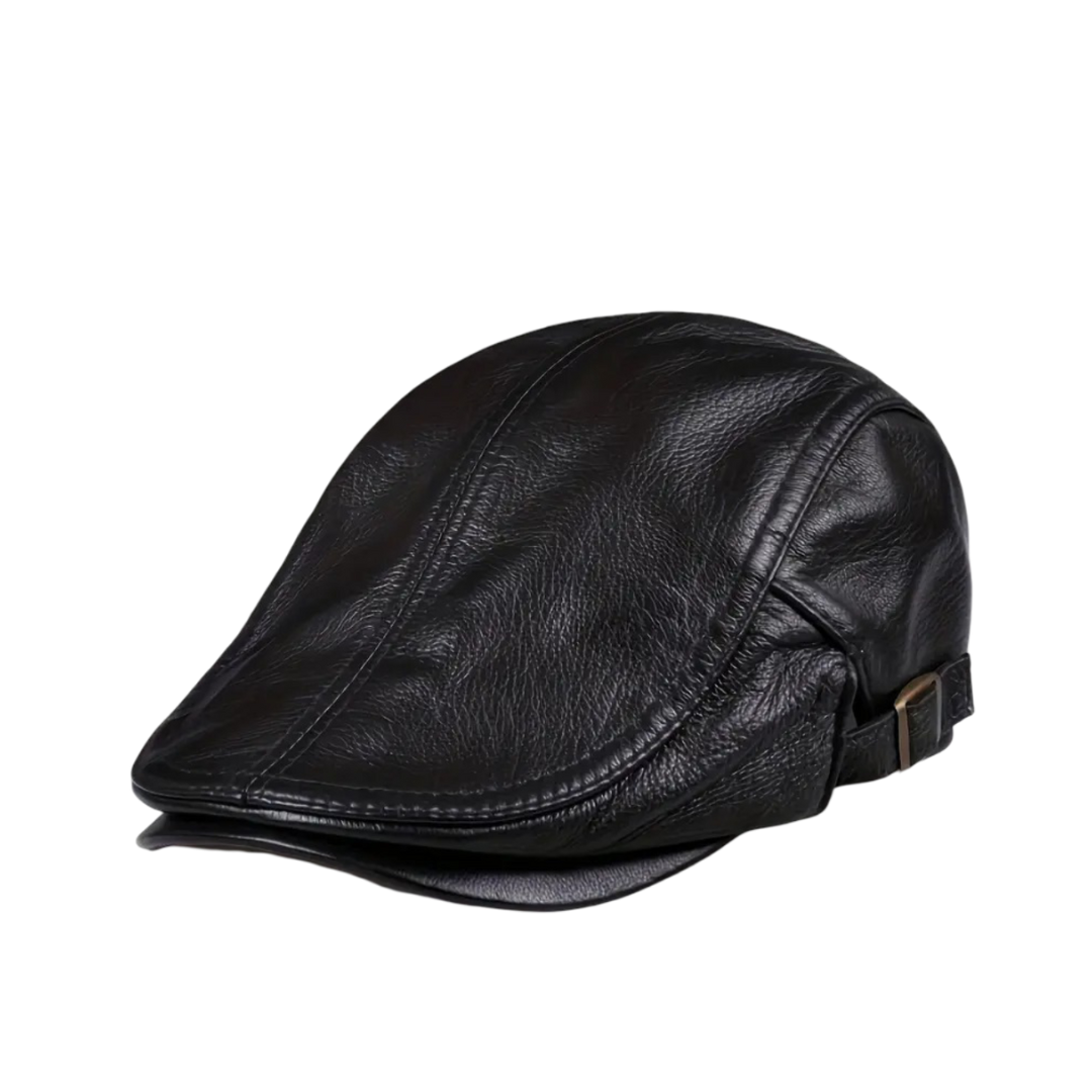 Hanz | Genuine Leather Adjustable Fit Newsboy Cap