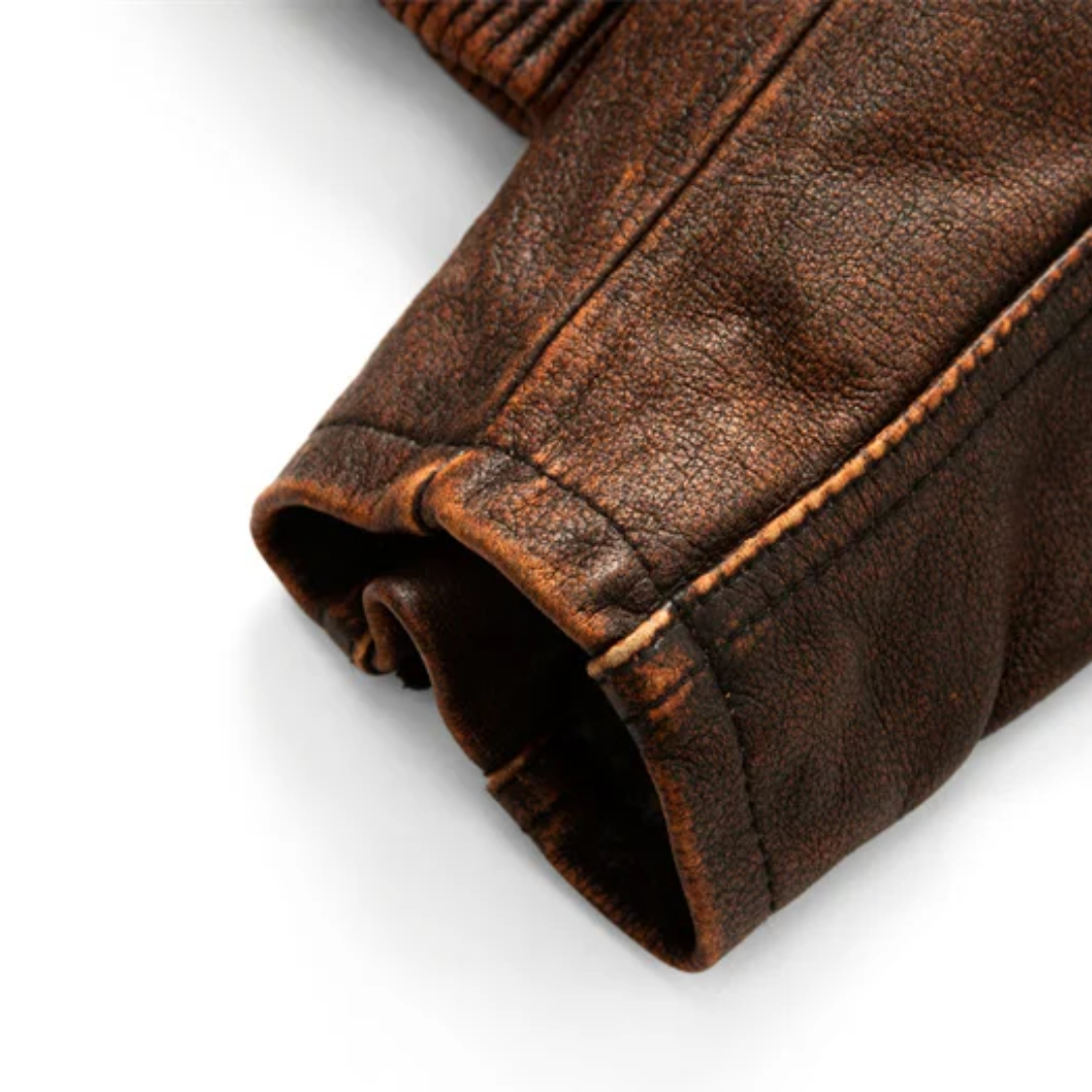 Leif | Retro Slim Fit Leather Motorcycle Jacket