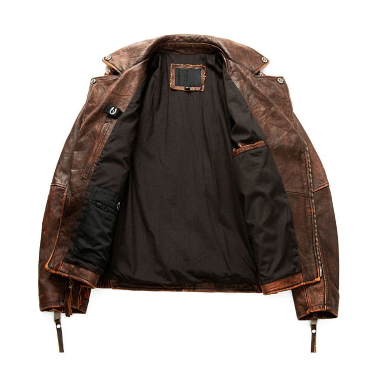Leif | Retro Slim Fit Leather Motorcycle Jacket