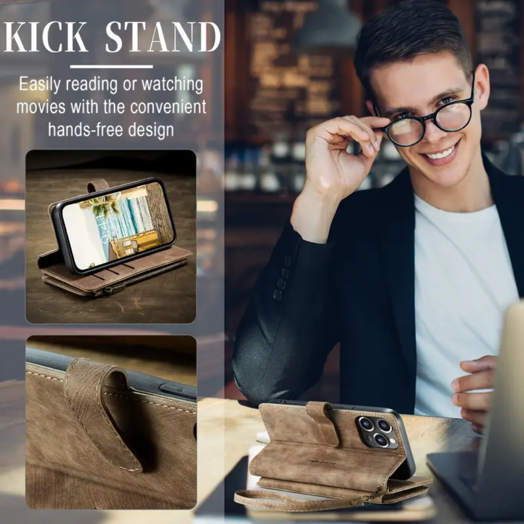 Clement | IPhone Case Leather Wallet with Wrist Strap