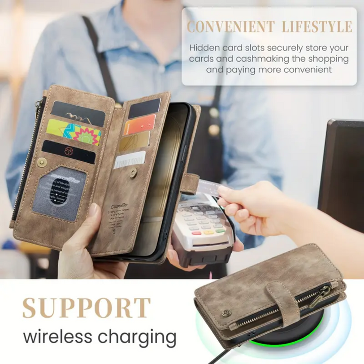 Clement | IPhone Case Leather Wallet with Wrist Strap