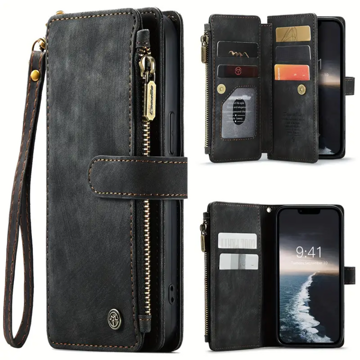 Clement | IPhone Case Leather Wallet with Wrist Strap