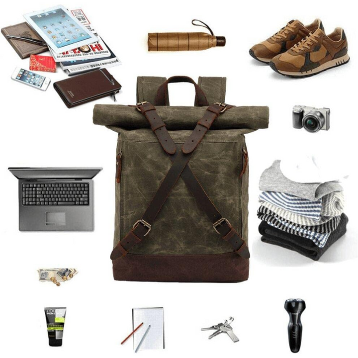 Barron | Waxed Rucksack Canvas Roll-Top Backpack