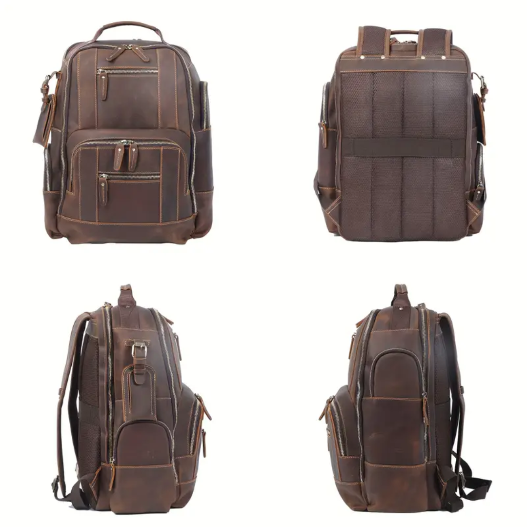 Sterling | Vintage Leather Multi‑Layer Backpack