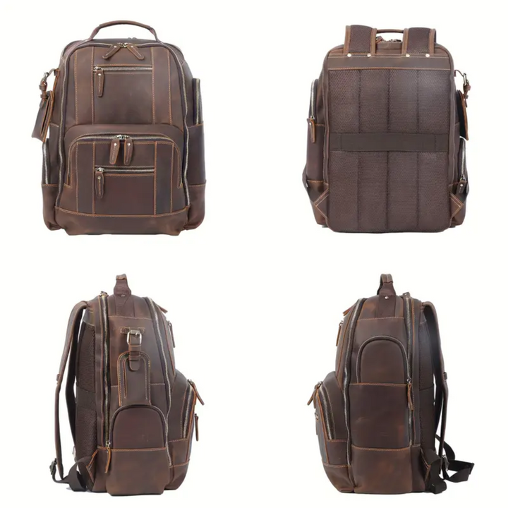 Sterling | Vintage Leather Multi‑Layer Backpack